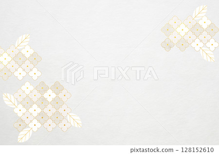Abstract hydrangea patterned Japanese paper texture_Japanese modern frame background material 128152610