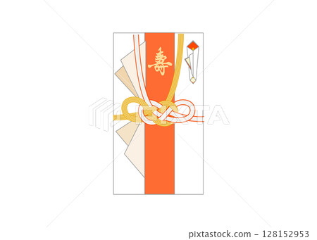 鮑魚結 Mizuhiki 金色 紅色和金色禮物信封 鮑魚結 Mizuhiki 金色 紅色和金色禮物信封 128152953