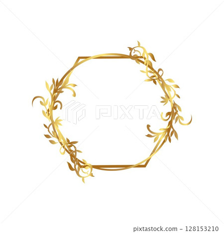 wedding golden frame golden Floral Branches And Flowers Hexagon golden Frame wedding golden frame golden Floral Branches And Flowers Hexagon golden Frame 128153210