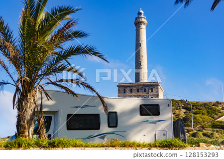 Camper at Cape Palos lighthouse, Spain 128153293