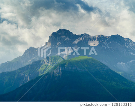 Clouds over mountain L'Obiou in Alps, France. Clouds over mountain L'Obiou in Alps, France. 128153315