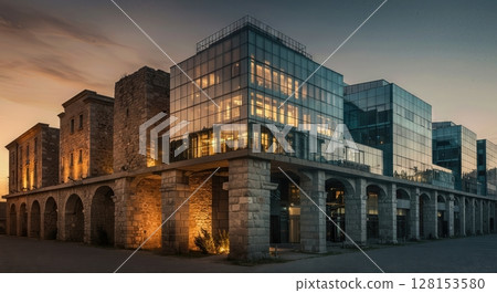 Building Exists Multiple Time Periods Ancient Medieval Modern Future 128153580