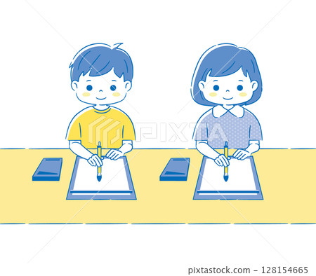 孩子們正在上書法課 2C 128154665