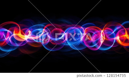 vibrant neon light waves abstract background 128154735
