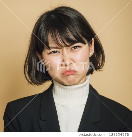 Portrait of a woman with a dissatisfied expression | Woman, Expression, Dissatisfaction, Disgust, Suit Portrait of a woman with a dissatisfied expression | Woman, Expression, Dissatisfaction, Disgust, Suit 128154976