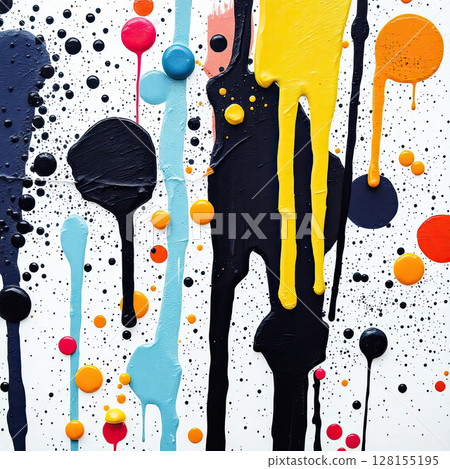 Chaotic fluid painting in modern art style with intense color play. Chaotic fluid painting in modern art style with intense color play. 128155195
