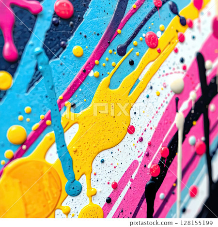 Colorful abstract background. Modern chaotic painting. Contemporary art. Liquid bright paints. 128155199