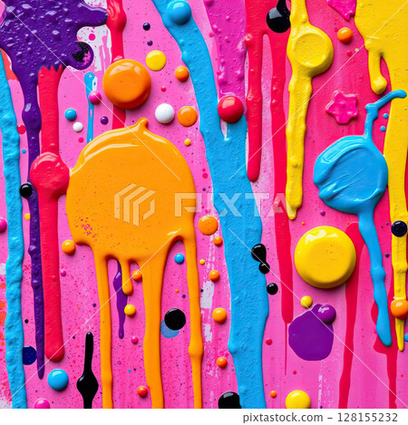 Creative splash of color in a chaotic modern art composition. 128155232