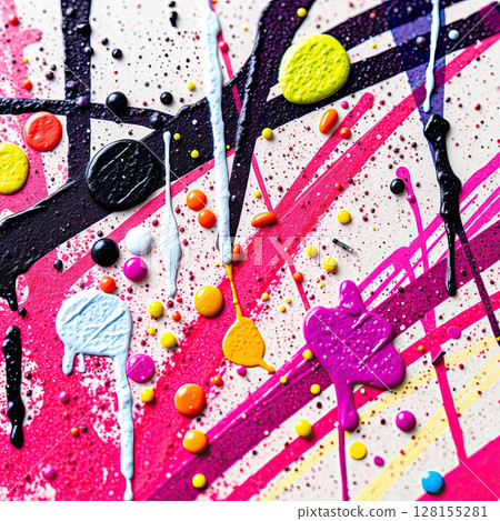 Colorful abstract background. Modern chaotic painting. Contemporary art. Liquid bright paints. 128155281