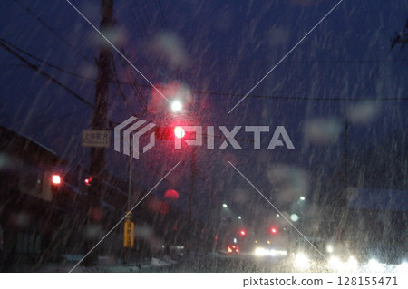 snowy night road snowy night road 128155471