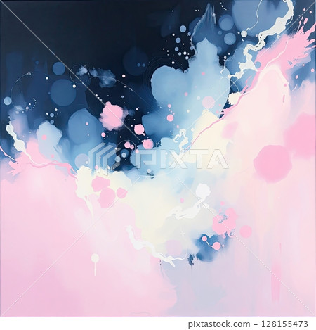 Abstract spiritual painting in calming blue tones with ethereal energy. Abstract spiritual painting in calming blue tones with ethereal energy. 128155473