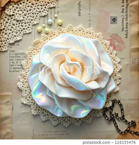 Grungy recycled paper background with whimsical tactile details. 128155476