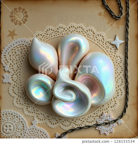 Grungy recycled paper background with whimsical tactile details. 128155534
