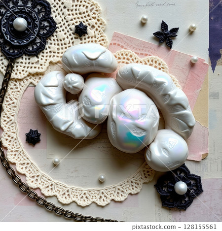 Grungy recycled paper background with whimsical tactile details. 128155561