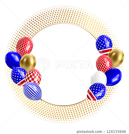 Realistic 3D balloons in USA colors and flags Realistic 3D balloons in USA colors and flags 128155606