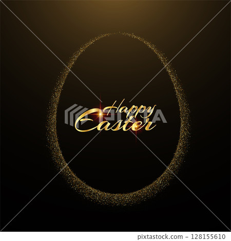 Easter egg frame. Gold glitter border. Elegant Easter decor. Easter egg frame. Gold glitter border. Elegant Easter decor. 128155610
