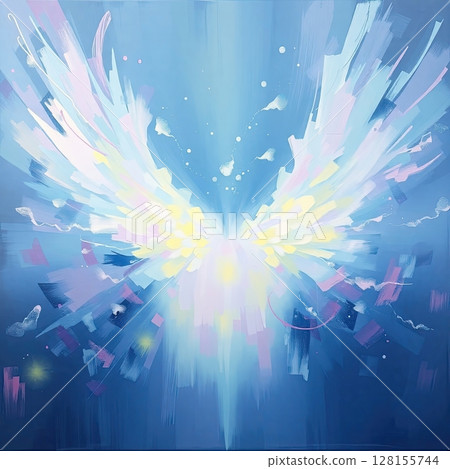 Peaceful abstract artwork with spiritual meaning in cool tones. 128155744