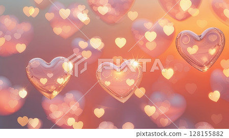 閃閃發光的玻璃心和日落色彩的設計 閃閃發光的玻璃心和日落色彩的設計 128155882