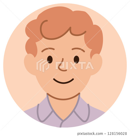 Cartoon avatar of smiling young redhead man with wavy hair isolated on pastel background 128156028