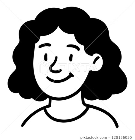 Doodle woman avatar with curly hair hand drawn style isolated Doodle woman avatar with curly hair hand drawn style isolated 128156030