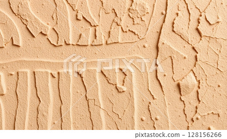 Cracked Sandy Beige Texture with Dry Clay Patterns , Natural Surface Background 128156266