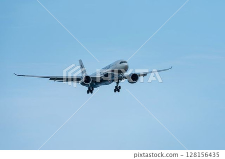 Sendai Airport at dusk, airplane landing, Natori City, Miyagi Prefecture Sendai Airport at dusk, airplane landing, Natori City, Miyagi Prefecture 128156435