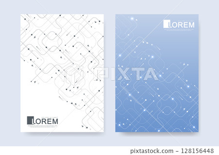Abstract digital technology cover template design for a report and brochure, flyer, leaflets, poster, header, banner, website, presentation. Vector illustration 128156448