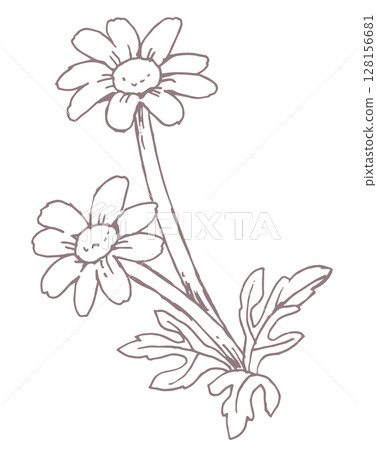 花卉素描素材。向量插圖素材。 花卉素描素材。向量插圖素材。 128156681