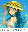 向日葵和女孩 128156758