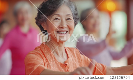 Senior Woman Exercising with Friends 128156794