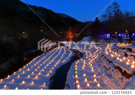 [Tochigi Prefecture] Winter illumination of mini snow huts at Yunishigawa Onsen (Kamakura Festival) 128156885