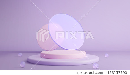 3d podium display with glass decoration 128157790