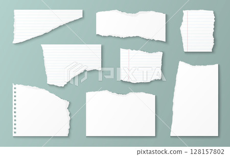 Realistic torn paper pieces Realistic torn paper pieces 128157802