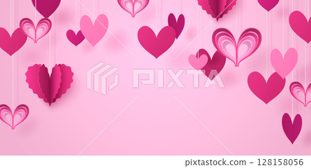Paper heart garland hanging frame design Paper heart garland hanging frame design 128158056