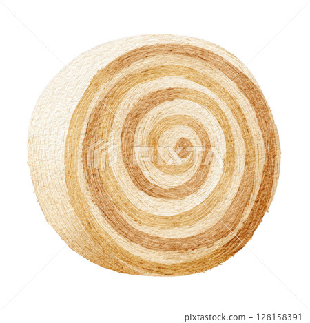 Watercolor spiral circle with warm brown tones creates soothing natural pattern in textured artistic style 128158391