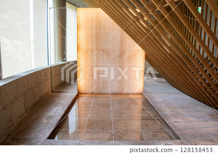 Wooden decorations decorating the entrance 128158453