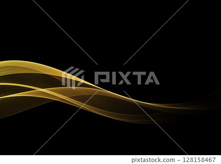 Golden abstract wave on black background Golden abstract wave on black background 128158467