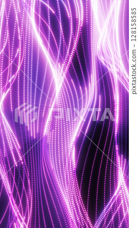 Abstract neon light strands in purple hues forming fluid wave patterns on a dark background Abstract neon light strands in purple hues forming fluid wave patterns on a dark background 128158585