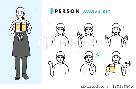 Female bar staff avatar set 128158849