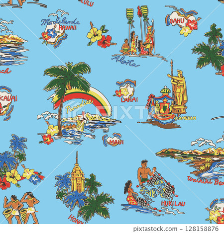 Seaside tropical pattern perfect for Aloha, 128158876