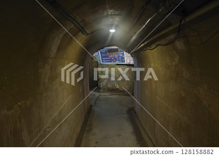Passageway of the former naval headquarters cave in Okinawa Passageway of the former naval headquarters cave in Okinawa 128158882