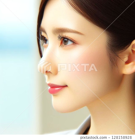 Profile of a beautiful woman 128158928