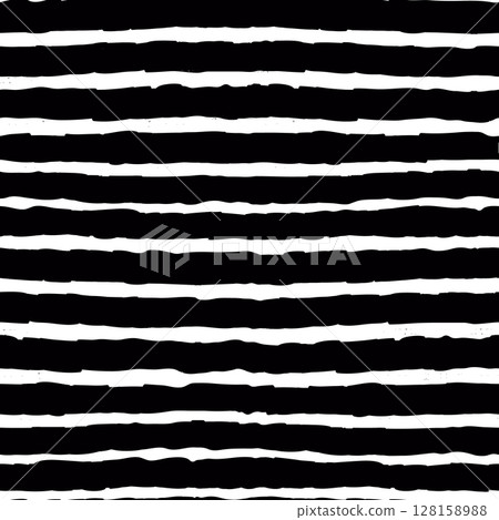 striped seamless pattern with hand drawn rough textured lines. Simple background with sketchy scribble stripes in black and white colors. Bright abstract vector seamless wallpaper. 128158988