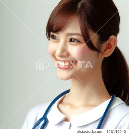 微笑的年輕女性醫護人員 微笑的年輕女性醫護人員 128159040