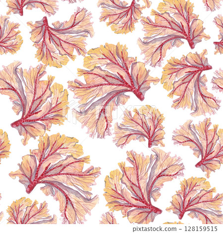 Seamless watercolor pattern with delicate coral twigs. Watercolor illustration on the theme of the ocean. The Great Barrier Reef. Perfect for ocean-themed fabric, wrapping paper, and coastal decor. 128159515