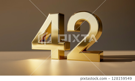 Golden metal number 42 on a simple background 128159549