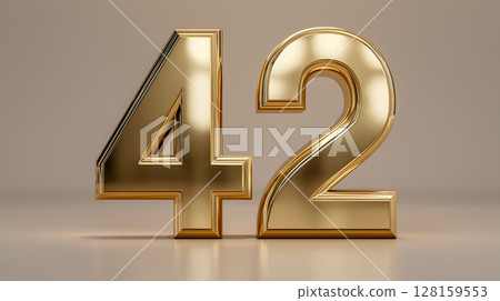 Dynamic 3D golden number 42 shines brightly Dynamic 3D golden number 42 shines brightly 128159553