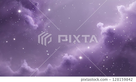 Mystical space with fantastic purple space clouds and shining stars 128159842