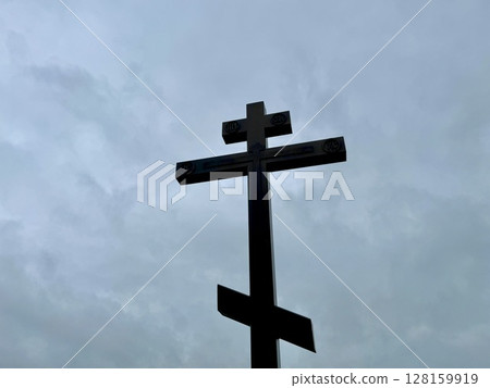 cross against blue sky. High quality photo cross against blue sky. High quality photo 128159919
