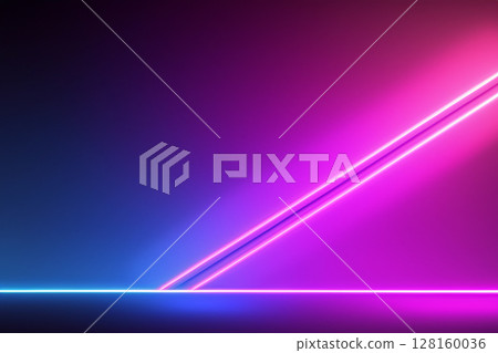 Abstract neon light background: asymmetrical futuristic light composition 128160036